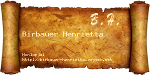 Birbauer Henrietta névjegykártya